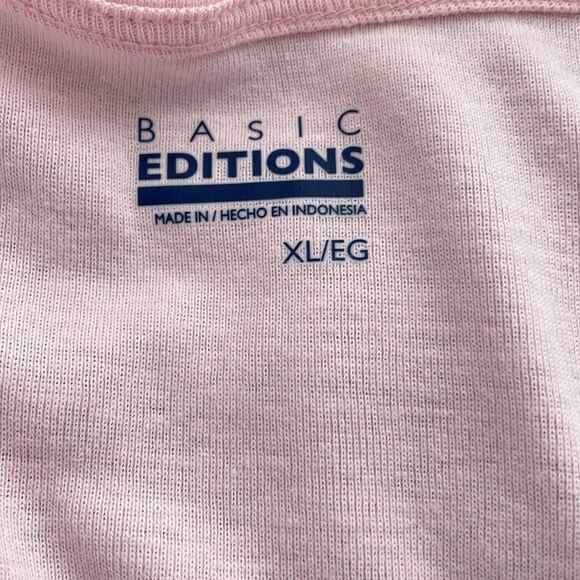 NWT pink T-shirt with lace neck women’s XL by basic edition ST4 - Picture 7 of 7